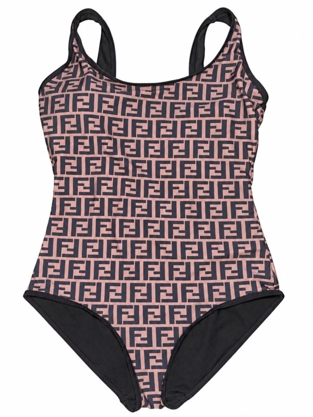 Fendi FF Monogram One Piece Swimsuit Brown Black Size L
